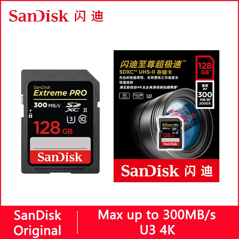

SanDisk Extreme Pro SD Card 32GB 128GB 64GB 256GB 300M U3 4K Class 10 Memory Card 128 GB Flash Card SD Memory Carte SD SDXC SDHC