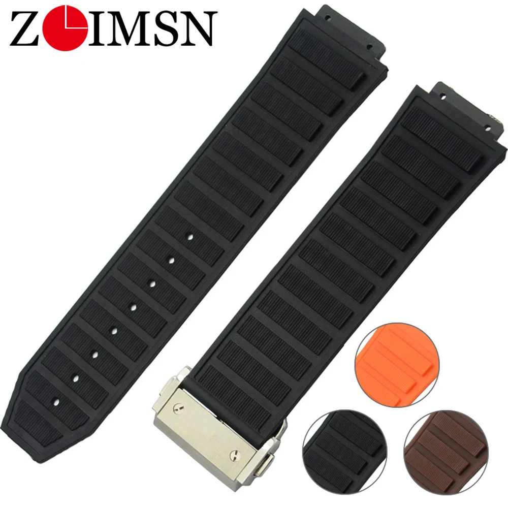 

ZLIMSN Rubber watch band For Hublot 29mm/19mm Black Diver SiliconeMen Watchbands Top Brand Watch Strap
