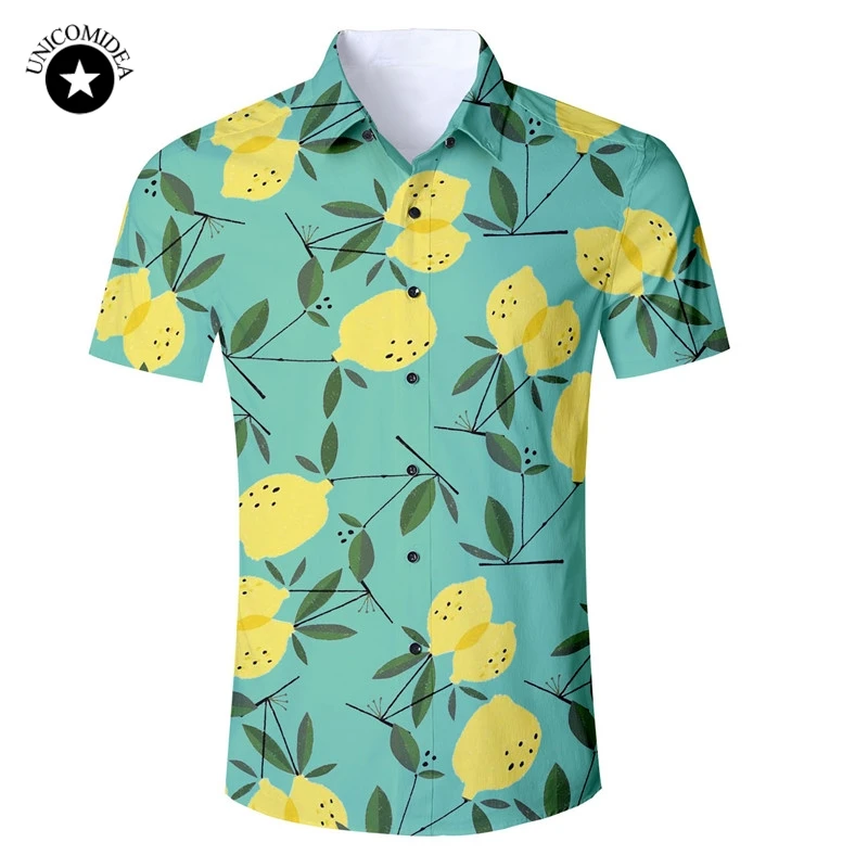 Mens Hawaiian Shirt Male Casual Lemons Printed Beach Shirts Short Sleeve Button Down Regular Fit Male Blouse
Mens Hawaiian Shirt Male Casual Lemons Printed Beach Shirts Short Sleeve Button Down Regular Fit Male Blouse