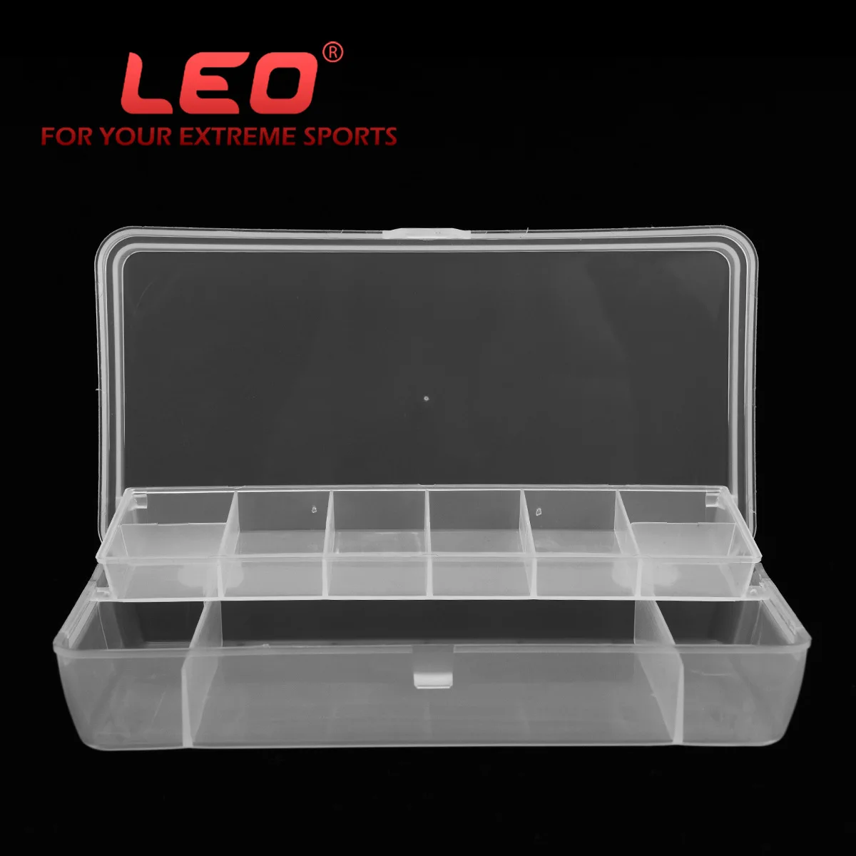 Фото Ящик для рыболовных снастей Leo прозрачный двухслойный ящик принадлежностей из