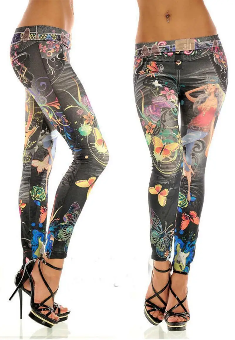 Sexy Women Legging Butterfly Flower Printed Imitation Jeans Fashion Elastic Ankle-length Slim Punk Style Faux Denim Pencil Pants
Sexy Women Legging Butterfly Flower Printed Imitation Jeans Fashion Elastic Ankle-length Slim Punk Style Faux Denim Pencil Pants