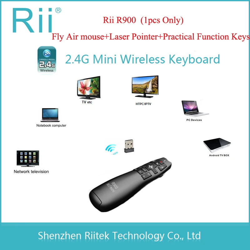 Rii R900 mini Гироскоп Беспроводная клавиатура с аэро маус и лазерной указкой для
