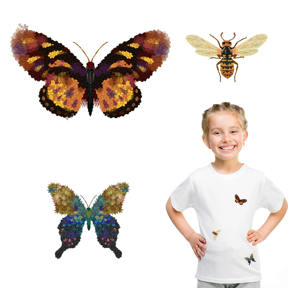 3 шт. железные Пластыри для одежды термопереводные наклейки бабочки самодельные