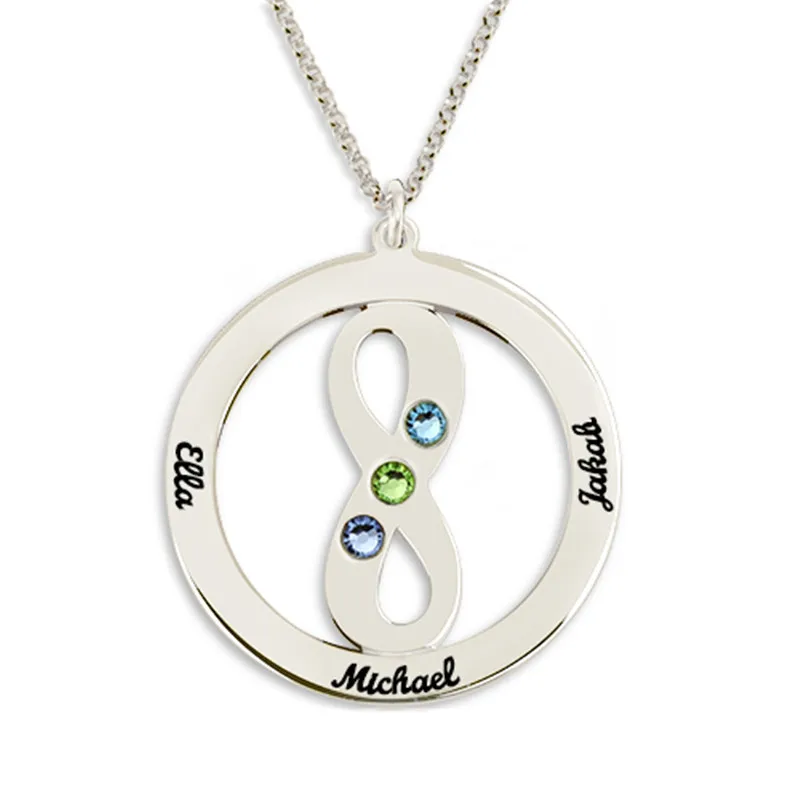 Wholesale Birthstone Circle Name Necklace with Infinity Symbol Sterling Silver Family Necklace
Wholesale Birthstone Circle Name Necklace with Infinity Symbol Sterling Silver Family Necklace