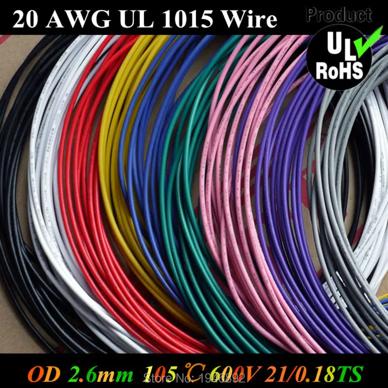 5Meters Flexible Stranded of 20AWG UL1015 Diameter 2.6mm 21/0.178TS 105 degree 600V Electronic Wire Conductor To Internal Wiring
5Meters Flexible Stranded of 20AWG UL1015 Diameter 2.6mm 21/0.178TS 105 degree 600V Electronic Wire Conductor To Internal Wiring
