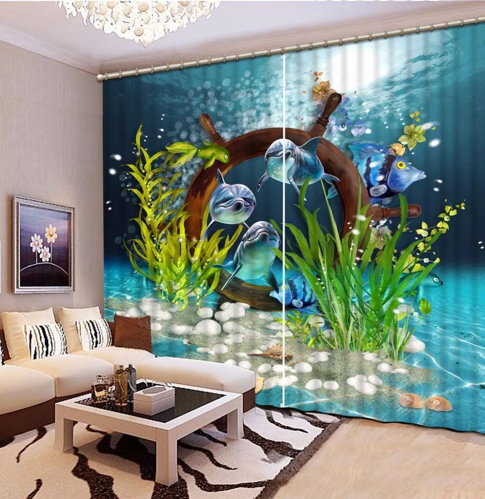 Mediterranean style Children Room Curtains dolphin playing Polyester/cotton Curtains For Living Room Blackout Window Drapes
Mediterranean style Children Room Curtains dolphin playing Polyester/cotton Curtains For Living Room Blackout Window Drapes