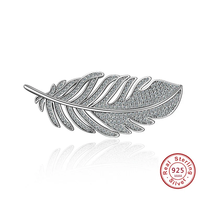 Fashion leaf Feather 925 sterling silver Brooches for Women Corsages with Shining Crystal Brooch Big Scarf Clothes Accessories
Fashion leaf Feather 925 sterling silver Brooches for Women Corsages with Shining Crystal Brooch Big Scarf Clothes Accessories
