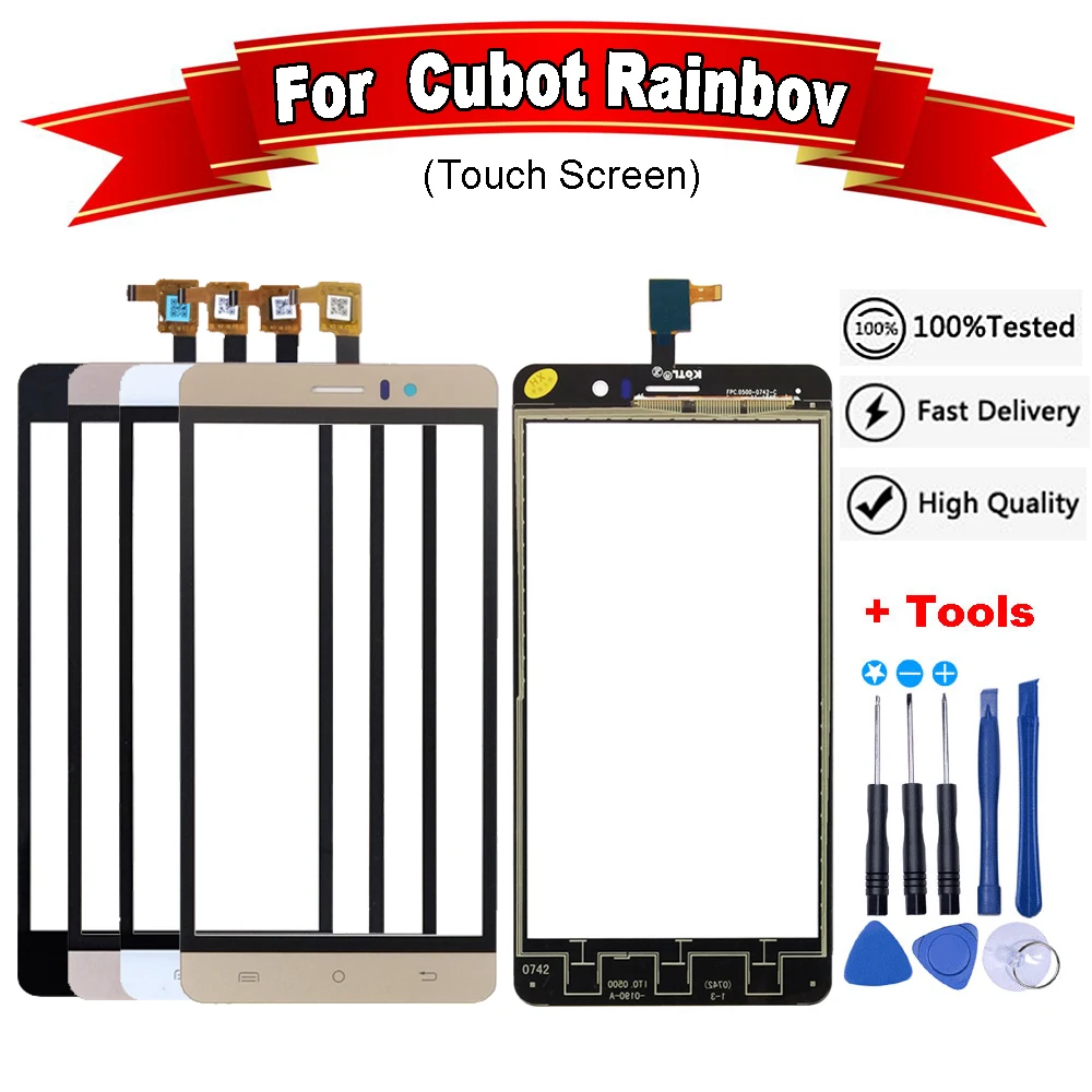 Черное/белое/розовое Переднее стекло сенсорного экрана Cubot Rainbow (ON TP) внешняя