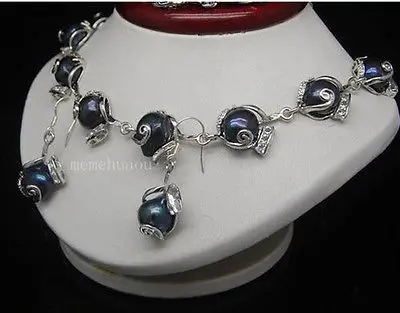 Noble Natural Shape 10-11mm Black Baroque Cultured Pearl necklace Earring set AAA style 100% Natural Noble Fine jewe
Noble Natural Shape 10-11mm Black Baroque Cultured Pearl necklace Earring set AAA style 100% Natural Noble Fine jewe