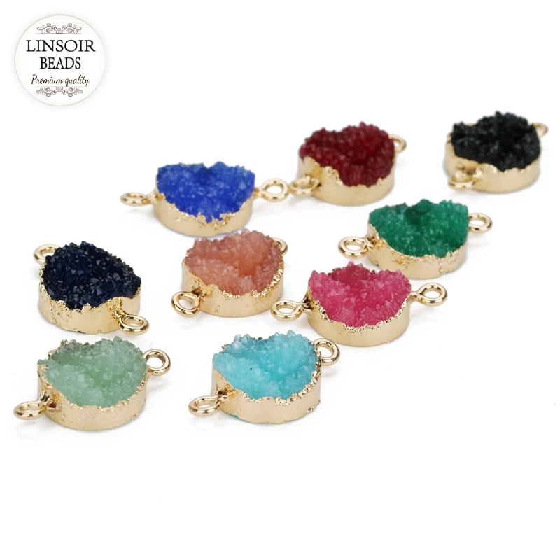 LINSOIR 5Pcs/lot Round Resin Stone Charms Diameter 13.5mm Colorful Druzy Quartz Connector Pendants Charms For Diy Jewelry Making
LINSOIR 5Pcs/lot Round Resin Stone Charms Diameter 13.5mm Colorful Druzy Quartz Connector Pendants Charms For Diy Jewelry Making