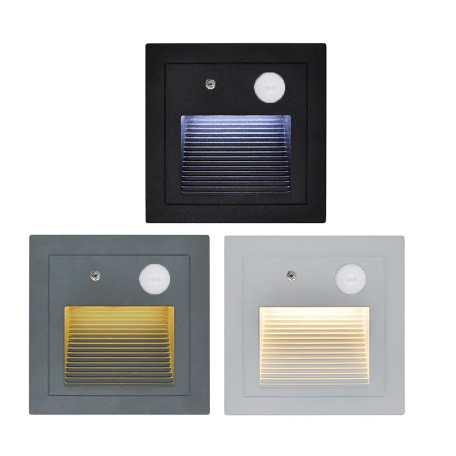 BEIAIDI 4 шт. ПИР движения Led шаг лестницы свет 3 Вт открытый Footlight встроенный угловой