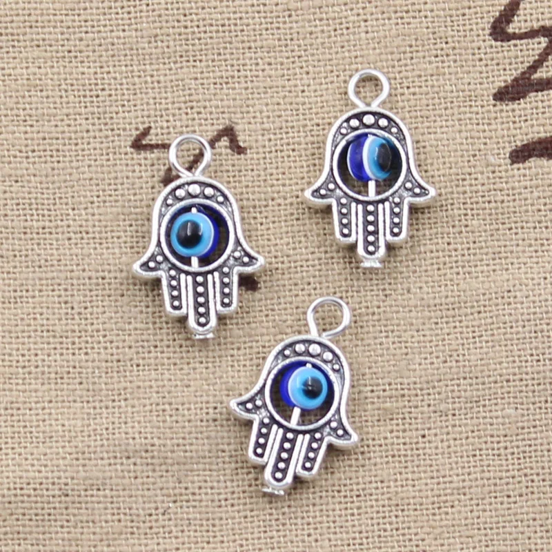 12pcs Charms Hamsa Hand Scrollable Devil Eye 20x12mm Antique Silver Color Pendants Making DIY Handmade TibetanJewelry
12pcs Charms Hamsa Hand Scrollable Devil Eye 20x12mm Antique Silver Color Pendants Making DIY Handmade TibetanJewelry
