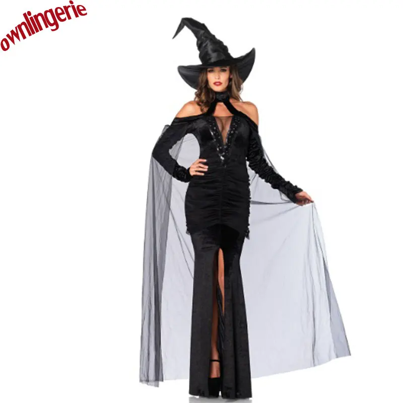 In-Stock Type V-neck Women Gender witch dance costume full length black halloween gothic devil cosplay witch ball costume
In-Stock Type V-neck Women Gender witch dance costume full length black halloween gothic devil cosplay witch ball costume