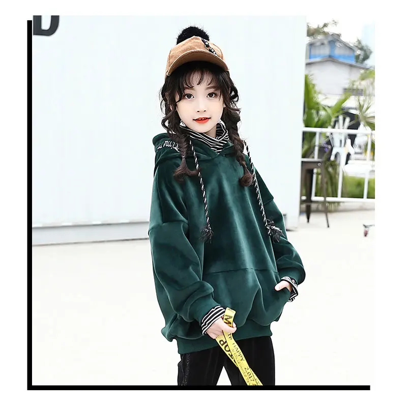 Girls Winter Clothes Hooded Velvet Thick Sweatshirt Mock Two-Piece Kids Fashion Top
Girls Winter Clothes Hooded Velvet Thick Sweatshirt Mock Two-Piece Kids Fashion Top