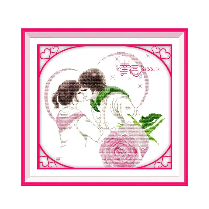Набор для вышивки крестиком Joy Sunday Happy Kiss розовая роза 11CT 14CT Ситцевая Китайская