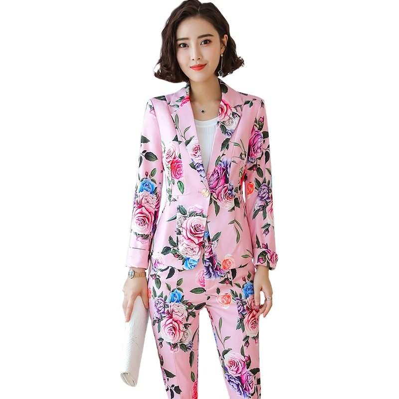 New temperament fashion printing casual suit suit women's white-collar OL professional wear two-piece TB180902
New temperament fashion printing casual suit suit women's white-collar OL professional wear two-piece TB180902