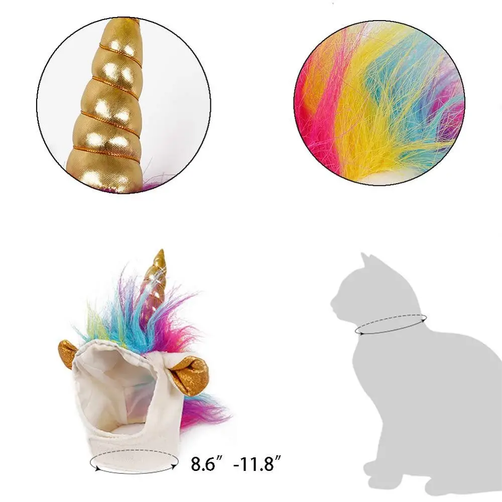 CROCHEN Pet Unicorn Hat for Cats and Small Dogs Puppy, Cat Costume Accessory for Halloween, Cosplay Mane Cap 
CROCHEN Pet Unicorn Hat for Cats and Small Dogs Puppy, Cat Costume Accessory for Halloween, Cosplay Mane Cap