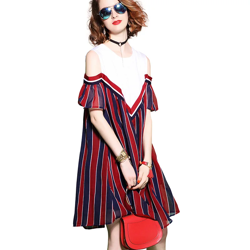 Maternity Clothes Fashion Summer chiffon stripe Dew shoulder Dress for Pregnant Pregnancy Loose Temperament Plus Size Clothes
Maternity Clothes Fashion Summer chiffon stripe Dew shoulder Dress for Pregnant Pregnancy Loose Temperament Plus Size Clothes