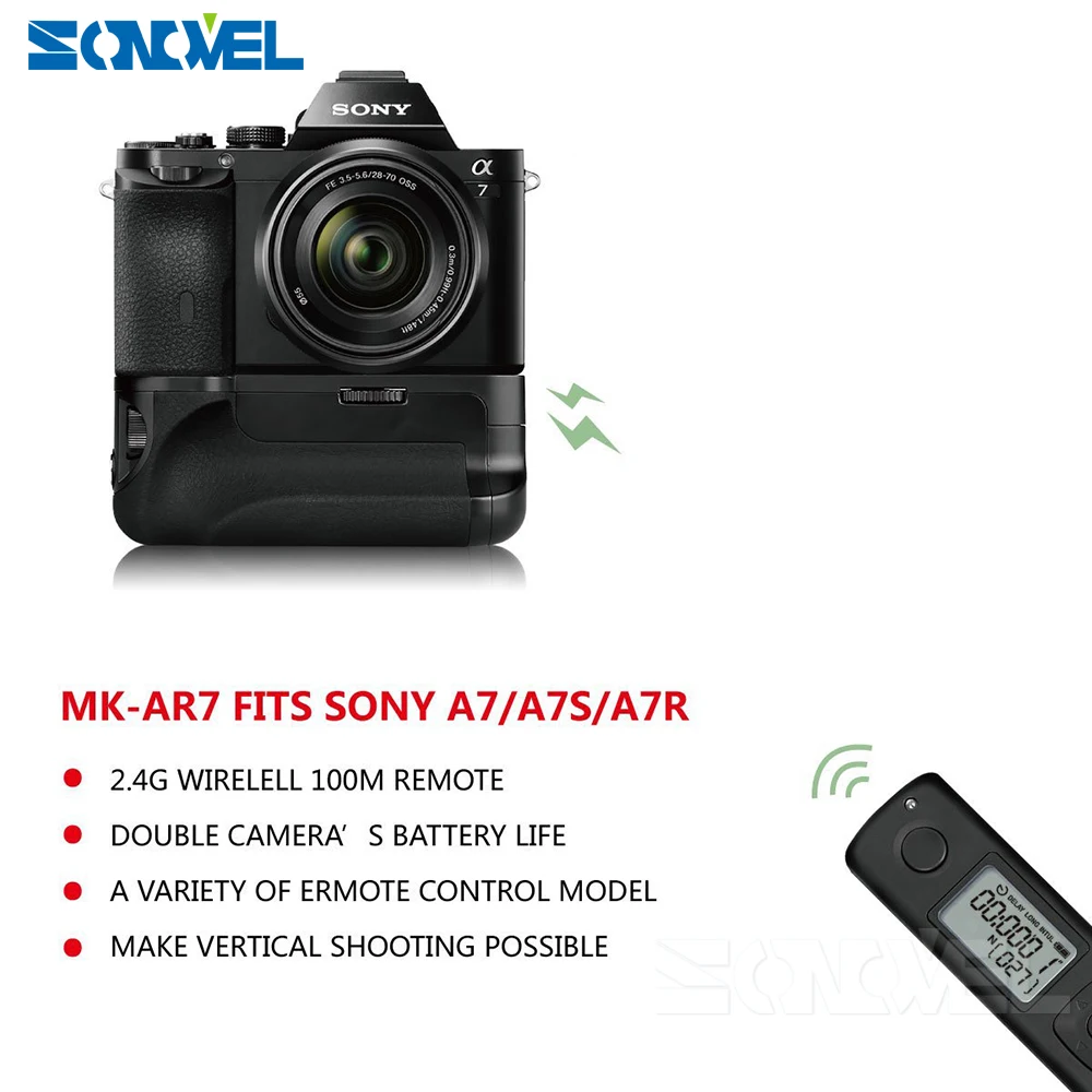 Meike MK-AR7 2.4G Wireless Remote System Vertical Battery Grip hand pack for Sony A7/A7R/A7S NP-FW50 as VG-C1EM
Meike MK-AR7 2.4G Wireless Remote System Vertical Battery Grip hand pack for Sony A7/A7R/A7S NP-FW50 as VG-C1EM