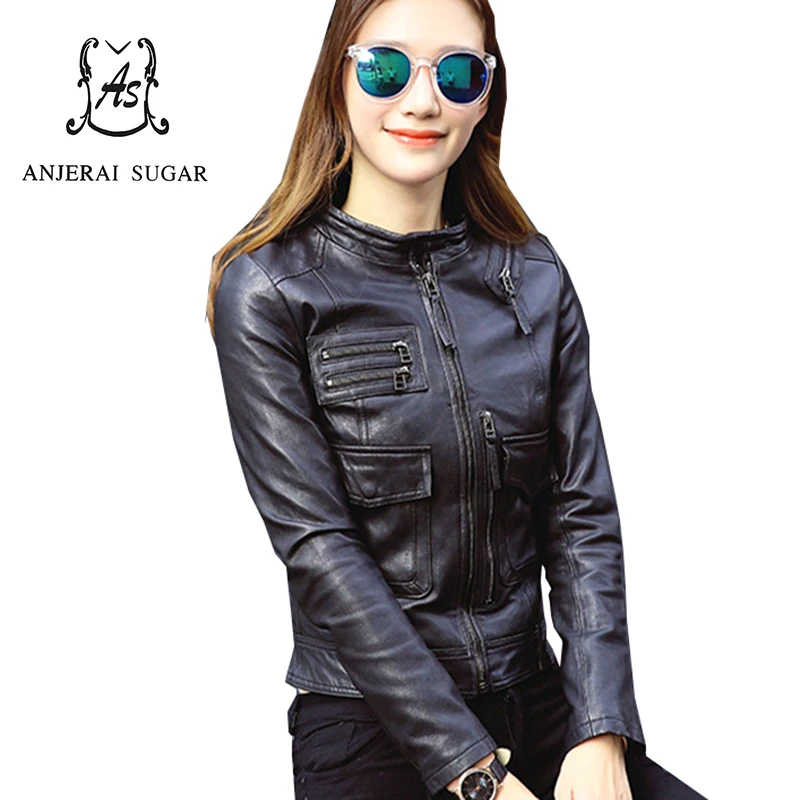 Spring sheepskin genuine leather jacket women black colour Mandarin Collar motorcycle female Pockets design short leather Jacket
Spring sheepskin genuine leather jacket women black colour Mandarin Collar motorcycle female Pockets design short leather Jacket