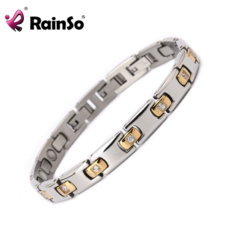 RainSo Дамы Серебряные Камни магнитный браслет 2019 для женщин здоровья Исцеление
