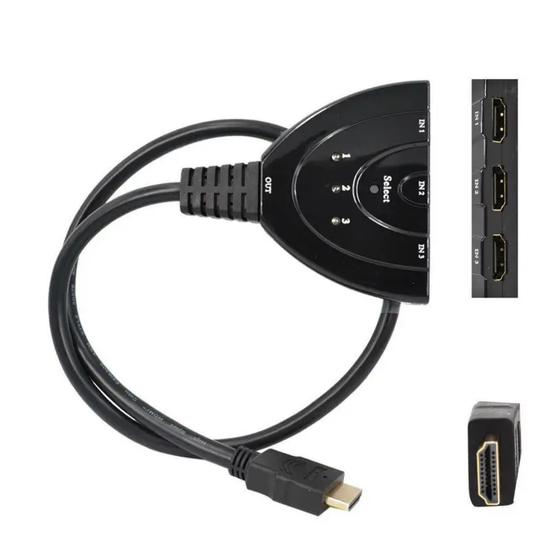 3 порта HDMI переключатель коробка адаптер с кабель Разъем концентратор в 1 выход