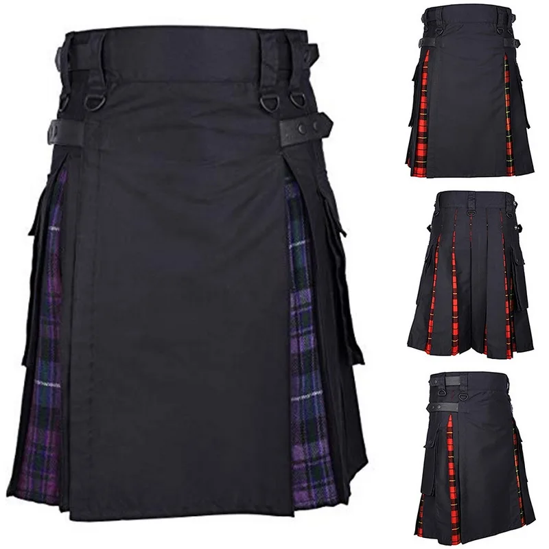 Disputent шотландская Мужская Kilt традиционный ремень в клетку плиссированная