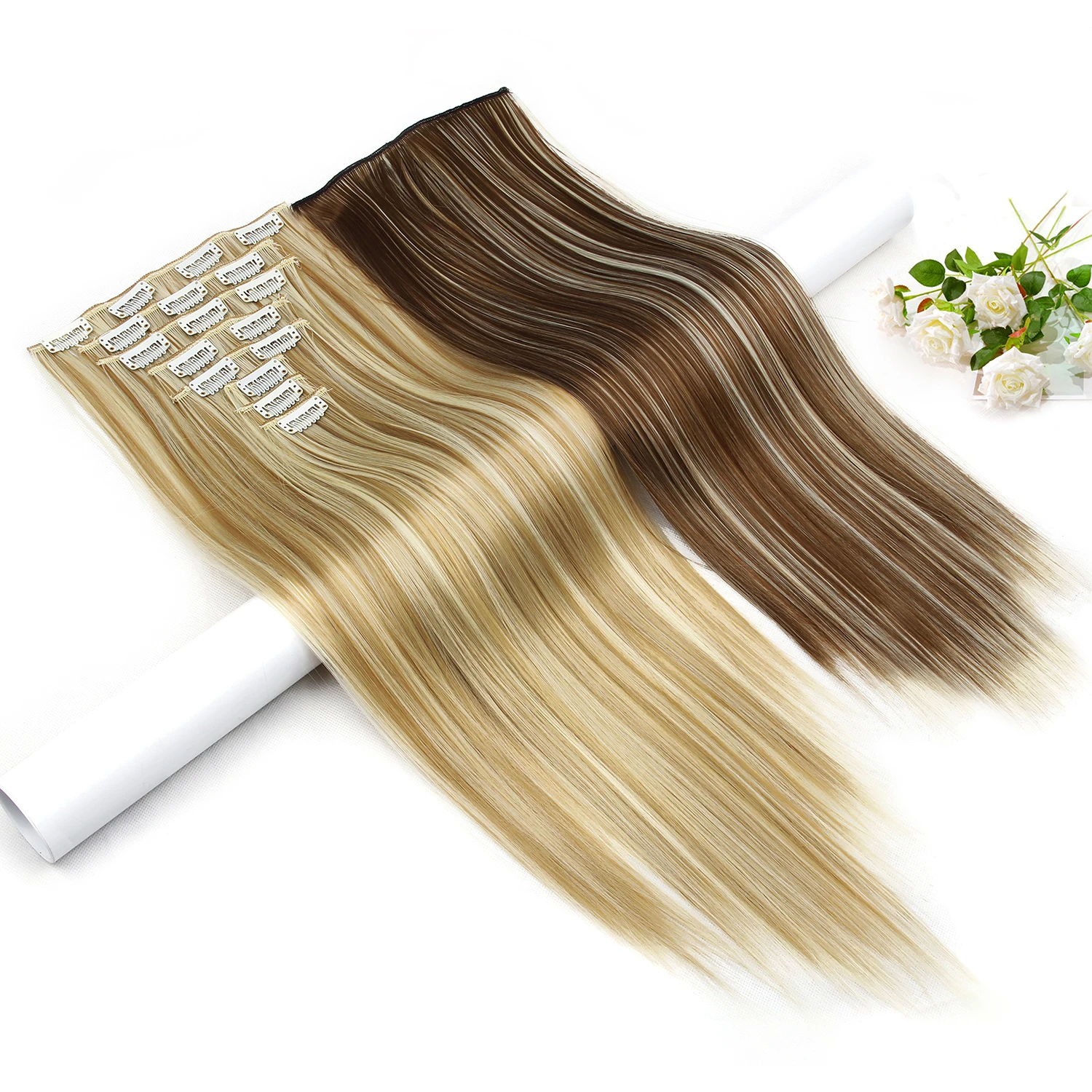 Hairpieces Curly Clip In Hair Extensions Synthetic 8pcs Set 150G Ombre Hair Extensions Clip Fake Hair Pieces
Hairpieces Curly Clip In Hair Extensions Synthetic 8pcs Set 150G Ombre Hair Extensions Clip Fake Hair Pieces