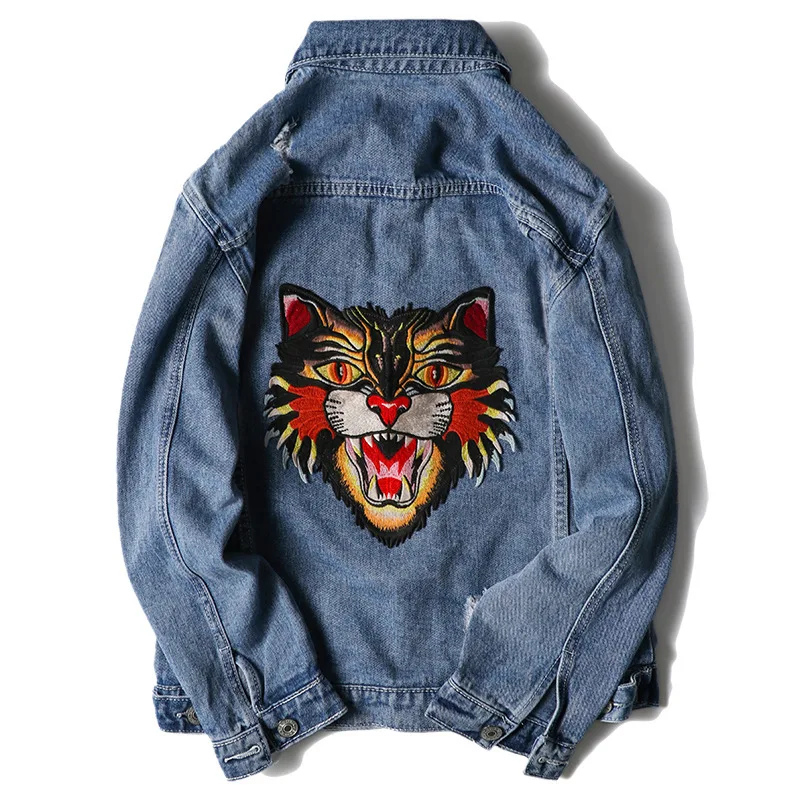 New 19ss Men Long Sleeve Back Embroidery leopard Fashion High quality Denim Baseball Coats & Jackets Abstract digital coat #E199
New 19ss Men Long Sleeve Back Embroidery leopard Fashion High quality Denim Baseball Coats & Jackets Abstract digital coat #E199
