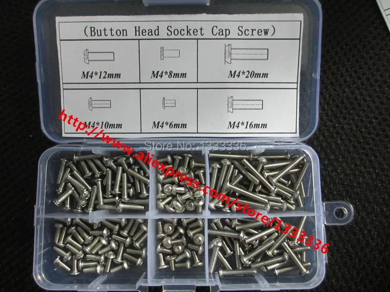 180pcs M4 Serie Button Head Socket Cap Screw Stainless Steel ISO7380 Accessories Kits Bolt M4X6/8/10/12/16/20mm
180pcs M4 Serie Button Head Socket Cap Screw Stainless Steel ISO7380 Accessories Kits Bolt M4X6/8/10/12/16/20mm