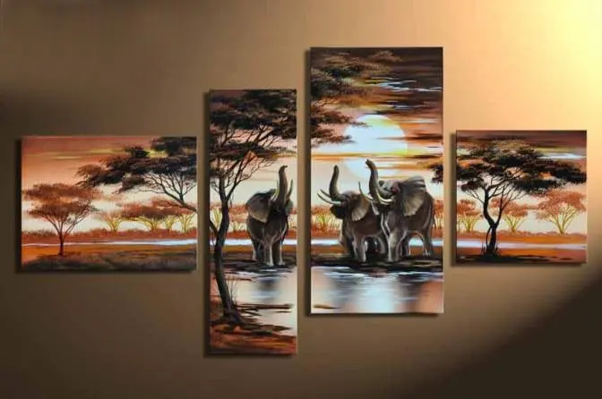 hand-painted cheap wall frames African forest elephants home decoration abstract Landscape oil painting on canvas 4pcs/set
hand-painted cheap wall frames African forest elephants home decoration abstract Landscape oil painting on canvas 4pcs/set