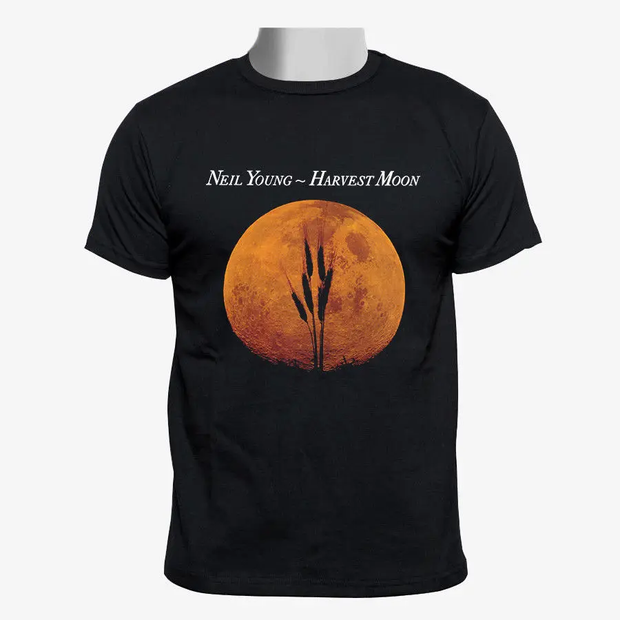 Neil Young Crazy Horse Harvest Moon Rock черная футболка размер S 3XL с коротким рукавом и принтом