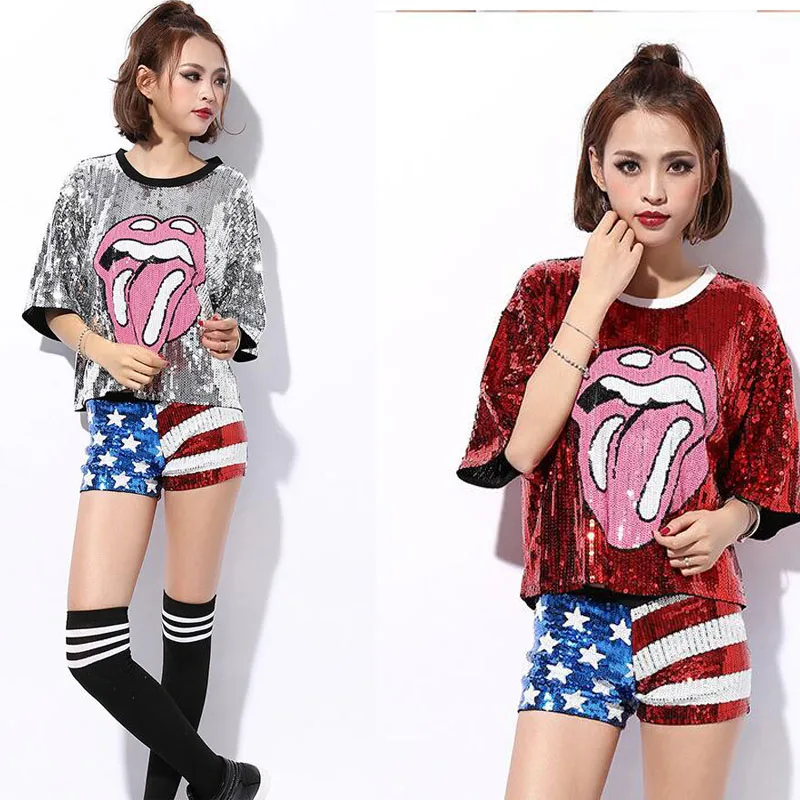 Women Hip-hop Sequined Tops Ballroom Performance Clothing Paillette DS Jazz Team Dance wear Costumes Bar Club Dancing T Shirt
Women Hip-hop Sequined Tops Ballroom Performance Clothing Paillette DS Jazz Team Dance wear Costumes Bar Club Dancing T Shirt