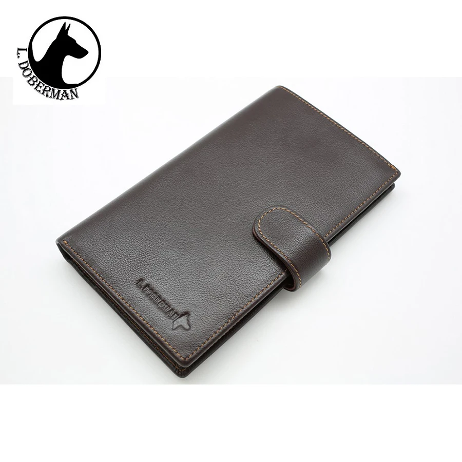 L.Doberman Men Wallet Solid Genuine Leather Hasp Brown Fashion Long Purse High Quality Cow Standard Wallets | Багаж и сумки