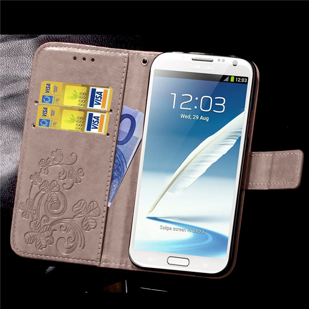 Роскошный кожаный чехол для Samsung Galaxy Note 2 бумажник с откидной крышкой Note2 N7100 N7102 N7105