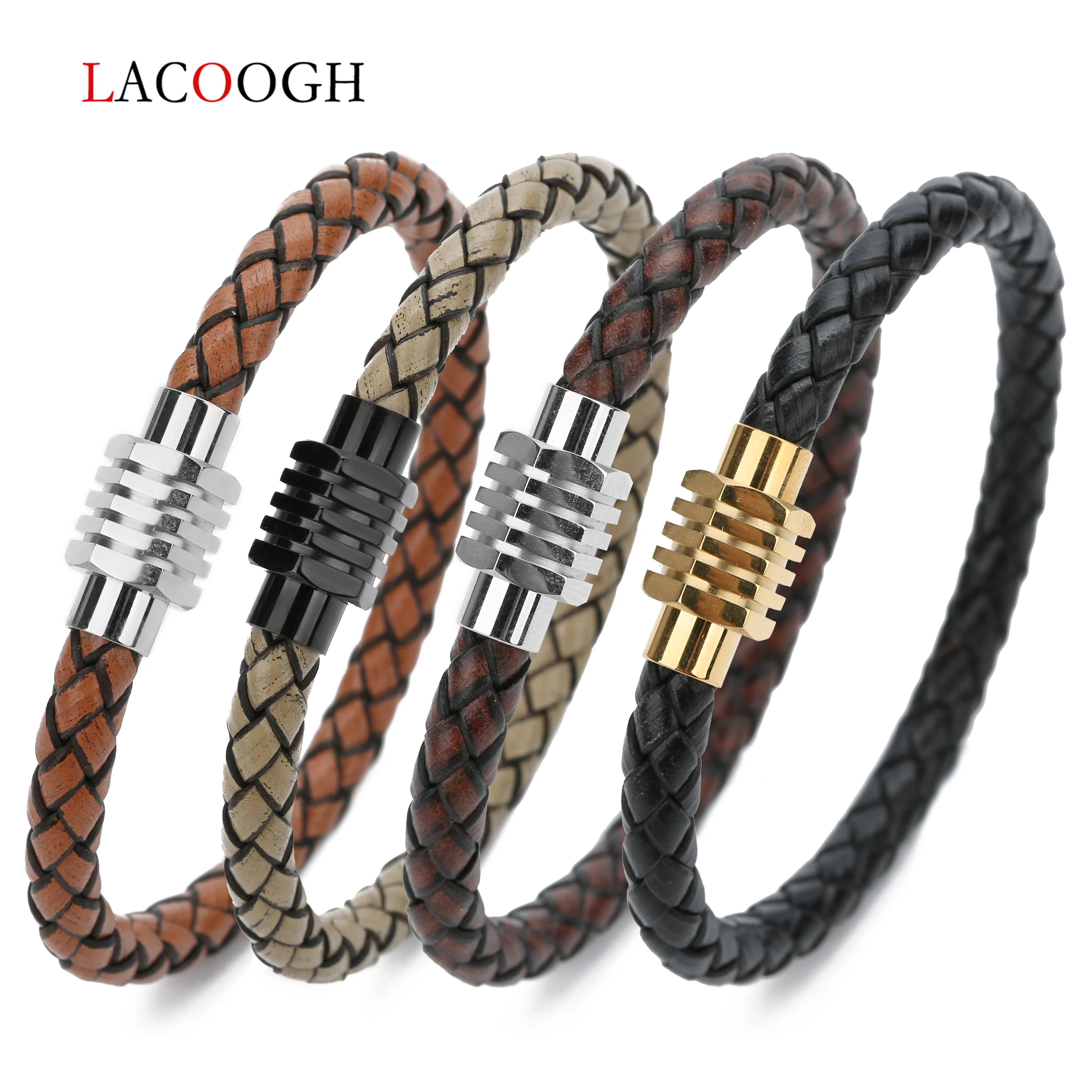 Lacoogh Black Leather Rope 6mm Cord Bracelets Stainless Steel For Men Woman Pentagonal Section Magnetic Clasp Connector Bangles
Lacoogh Black Leather Rope 6mm Cord Bracelets Stainless Steel For Men Woman Pentagonal Section Magnetic Clasp Connector Bangles