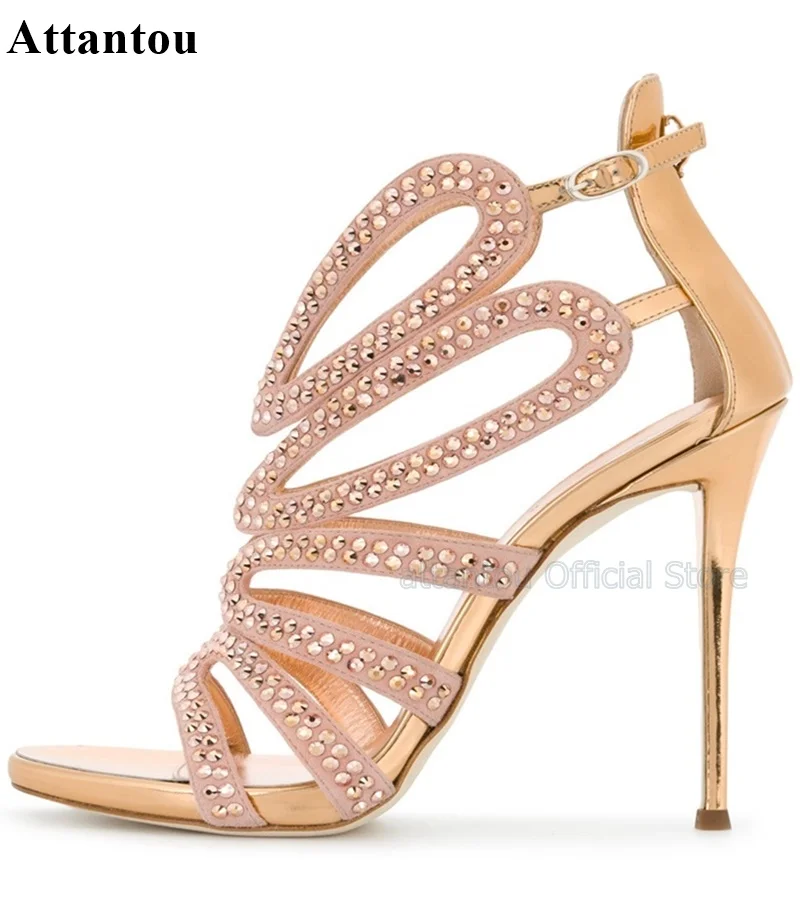 Crystal Embellished Thin High Heel Sandal Woman Summer Open Toe Cutouts Heeled Party Shoes Gold Leather Sandal Shoes
Crystal Embellished Thin High Heel Sandal Woman Summer Open Toe Cutouts Heeled Party Shoes Gold Leather Sandal Shoes