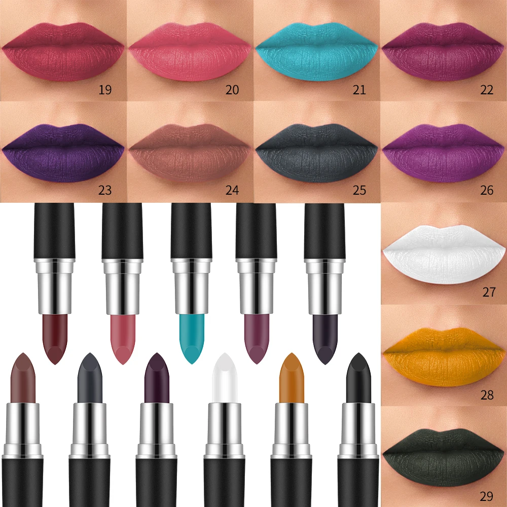 Best 29 Color Matte Bullet Head Lipstick Waterproof Long Lasting Makeup Tube Lip Rouge Hight Quality Water Proof Lipstick Vibely
Best 29 Color Matte Bullet Head Lipstick Waterproof Long Lasting Makeup Tube Lip Rouge Hight Quality Water Proof Lipstick Vibely