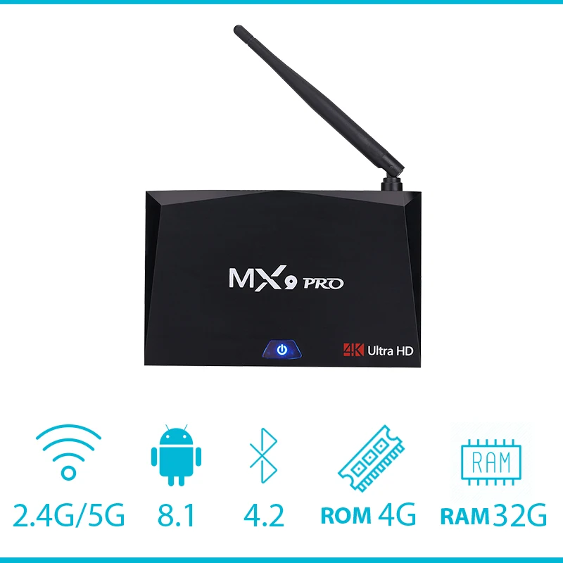 MX9 Pro Android 8 1 ТВ коробка 4 ГБ 32 RK3328 Четырехъядерный K VP9 3D 2 4G 5G WiFi Bluetooth Pk x96max
