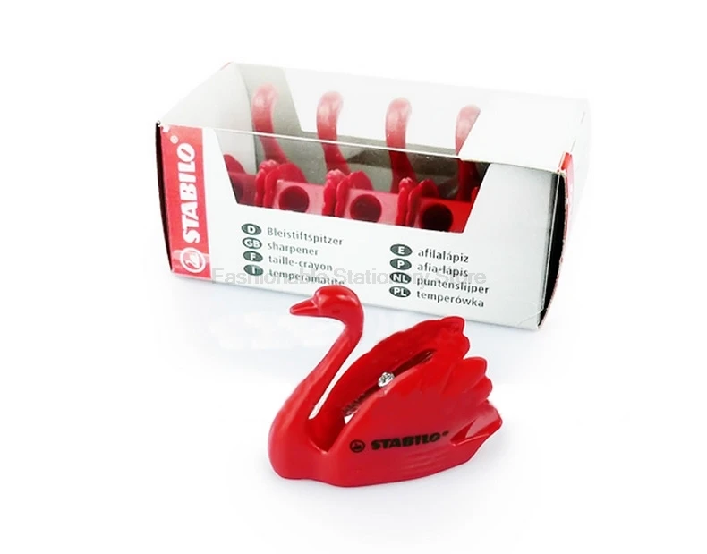 2 Pcs/Lot Stabilo 4593 Creative Red Swan Shape Cutting Pencil Sharpener Standard Sharpener