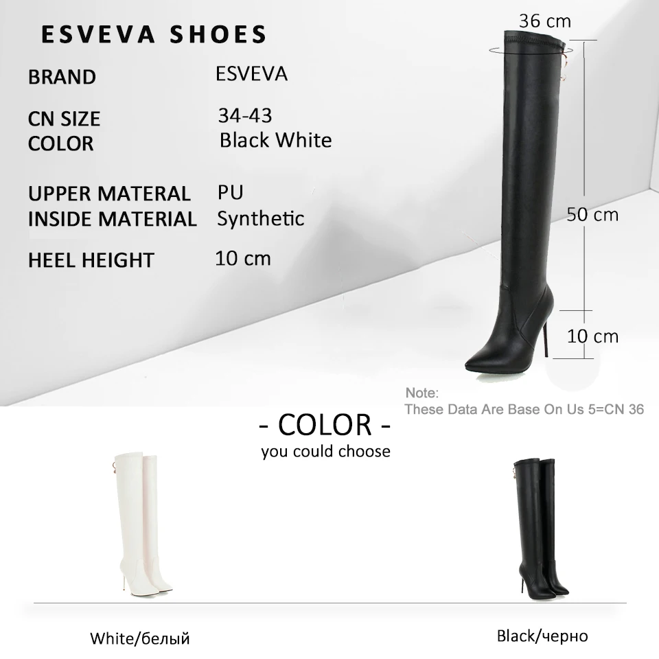 ESVEVA 2019 Zip Women Over The Knee Boots PU Crystal Thin High Heels Autumn Shoes Pointed Toe Boots Sexy Woman Shoes Size 34-43
ESVEVA 2019 Zip Women Over The Knee Boots PU Crystal Thin High Heels Autumn Shoes Pointed Toe Boots Sexy Woman Shoes Size 34-43
