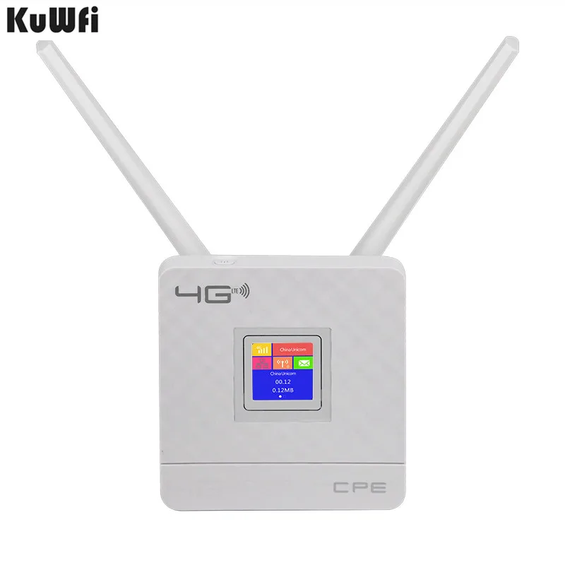 KuWFi 4G CPE маршрутизатор Cat4 беспроводной LTE двойной внешний 3DBI антенны с слотом для