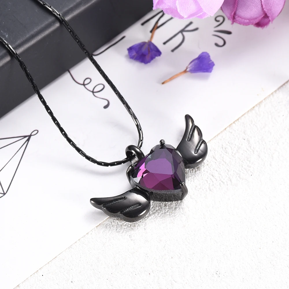 Black Angel Wing Memorial Jewelry for Loved One Crystal Heart Cremation Urn Pendant Charm Necklace Funeral Ashes
Black Angel Wing Memorial Jewelry for Loved One Crystal Heart Cremation Urn Pendant Charm Necklace Funeral Ashes