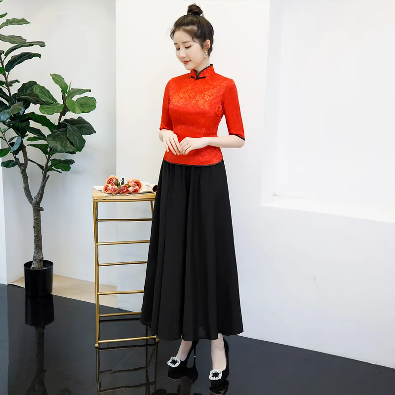 New Summer Women's 2pcs Shirt Skirt Sets Vintage Chinese Lady Blouse Tops Suit Button Cheongsam Qipao Mujer Camisa Size S-XXL
New Summer Women's 2pcs Shirt Skirt Sets Vintage Chinese Lady Blouse Tops Suit Button Cheongsam Qipao Mujer Camisa Size S-XXL