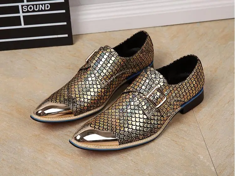 Lace-Up Pointed toes Oxforda Genuine Leather Men's Dress Shoe Gold Scale Sequin Buckle Hasp Male Shoes Mix Colour Smart Casual
Lace-Up Pointed toes Oxforda Genuine Leather Men's Dress Shoe Gold Scale Sequin Buckle Hasp Male Shoes Mix Colour Smart Casual