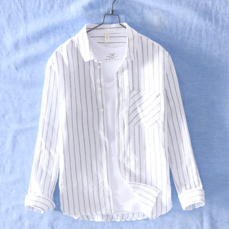 2019 New mens cotton and linen casual striped shirt long sleeve brand shirts men fashion stripes white shirt male camisa chemise
2019 New mens cotton and linen casual striped shirt long sleeve brand shirts men fashion stripes white shirt male camisa chemise