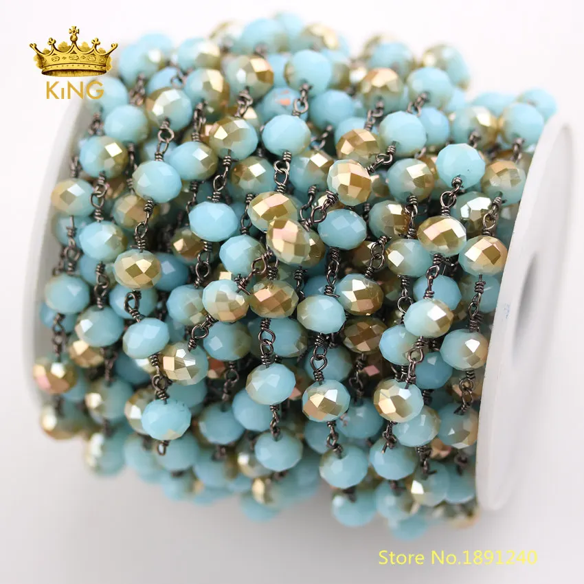 5meter Bezel Glass Plated Gunemtal Copper Links Chains,5x8mm Half Light Blue Glass Faceted Rondelle Beads Rosary Chains ZJ254
5meter Bezel Glass Plated Gunemtal Copper Links Chains,5x8mm Half Light Blue Glass Faceted Rondelle Beads Rosary Chains ZJ254