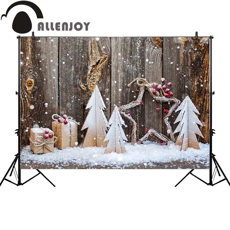 Фон Allenjoy для студийной фотосъемки с изображением рождественской деревянной елки