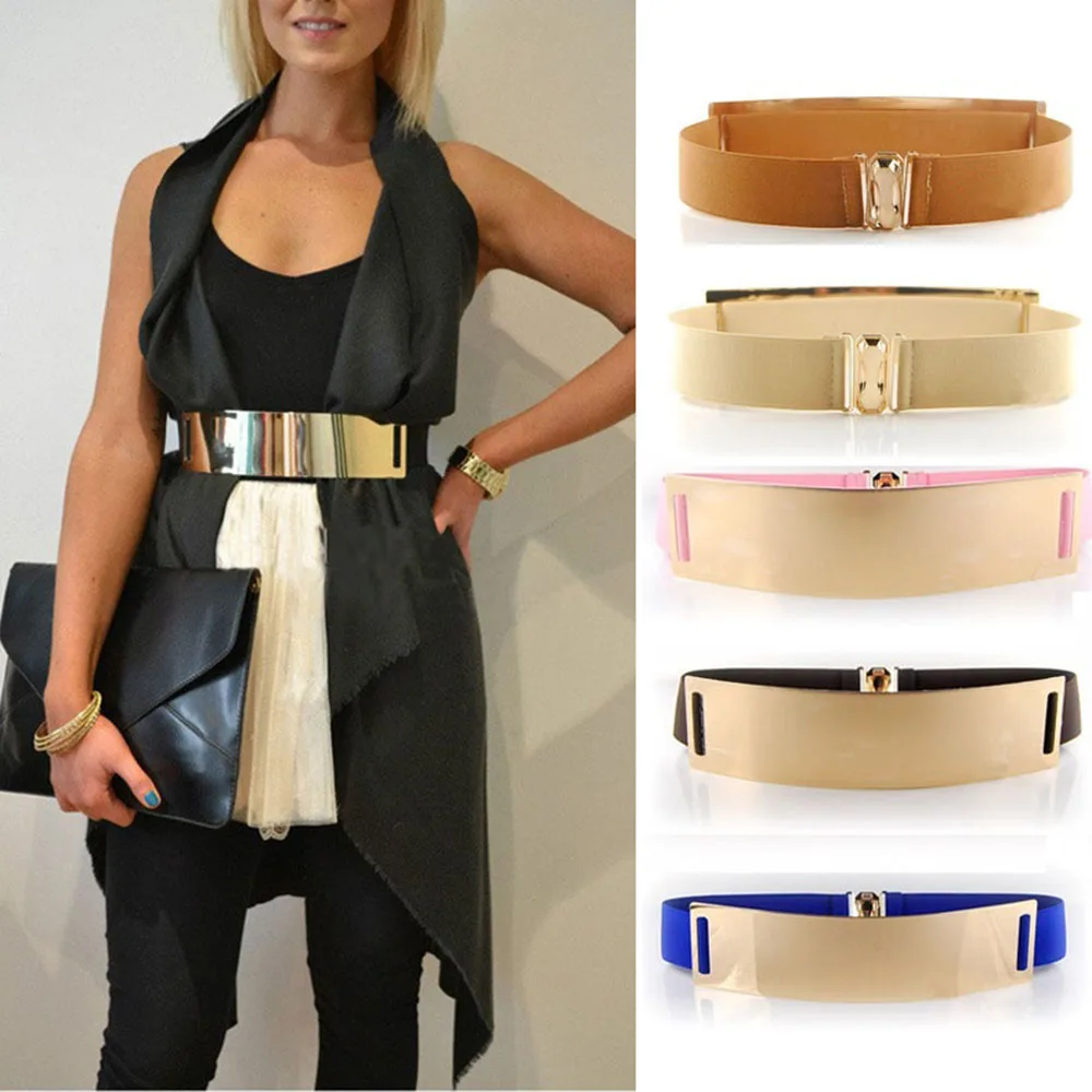 Elastic Mirror Golden Metal Waist Belt Metallic Bling Plate Wide Band For Women Ladies Accessories
Elastic Mirror Golden Metal Waist Belt Metallic Bling Plate Wide Band For Women Ladies Accessories
