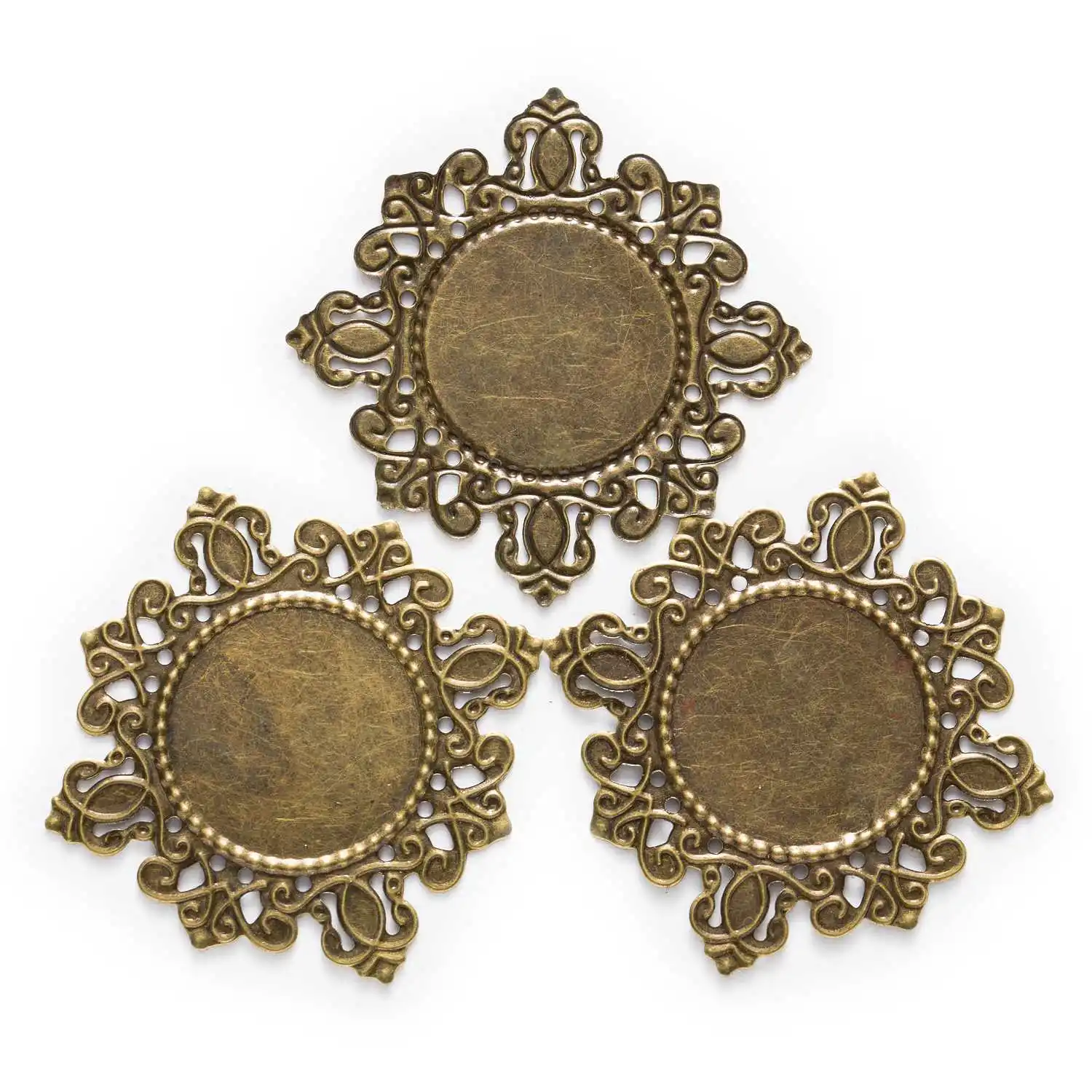 10/30 Piece Bronze Tone Filigree Snowflake Shaped Cabochon Settings Wraps Connnector Embellishments Findings 43mm
10/30 Piece Bronze Tone Filigree Snowflake Shaped Cabochon Settings Wraps Connnector Embellishments Findings 43mm